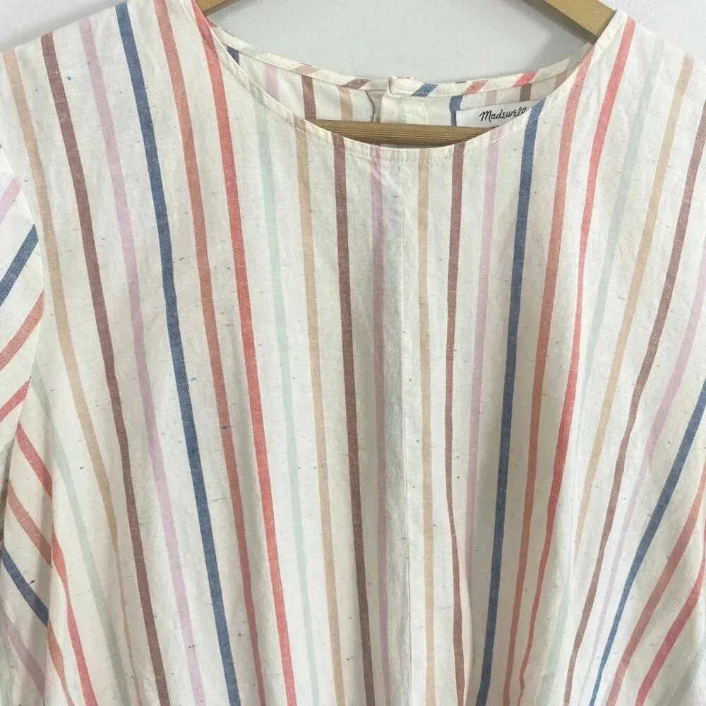 Madewell Striped Back Button Front Tie Top - Picture 6 of 16